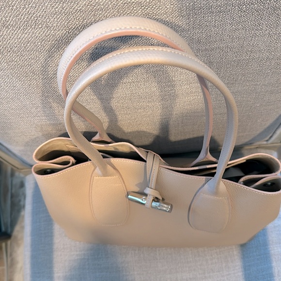 LONGCHAMP Roseau Large Leather Shoulder Tote-light pink (cert of authenticity) - Picture 14 of 17